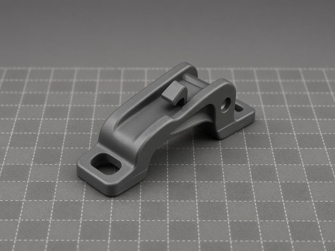 Injection molded part with functional fits marked and the outer envelope left on a commercial tolerance band