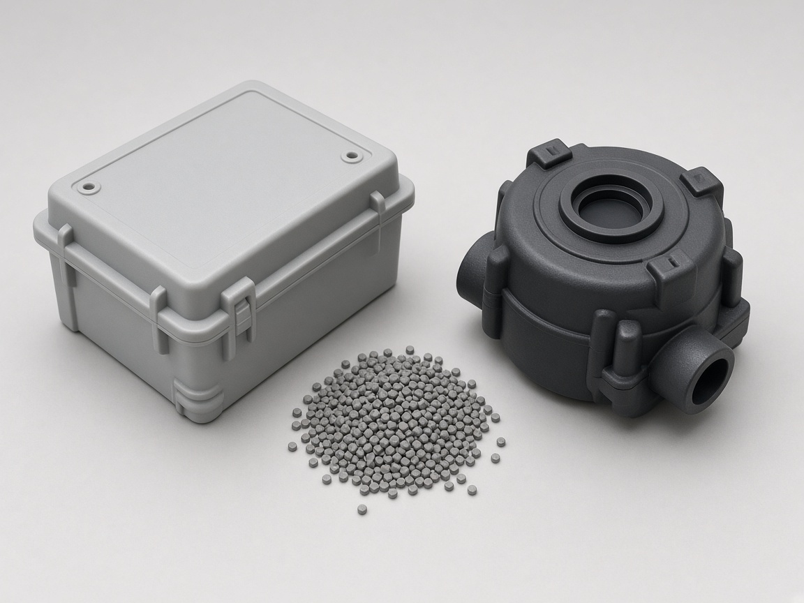 Gray PPO meter enclosure and housing for insert molding reference