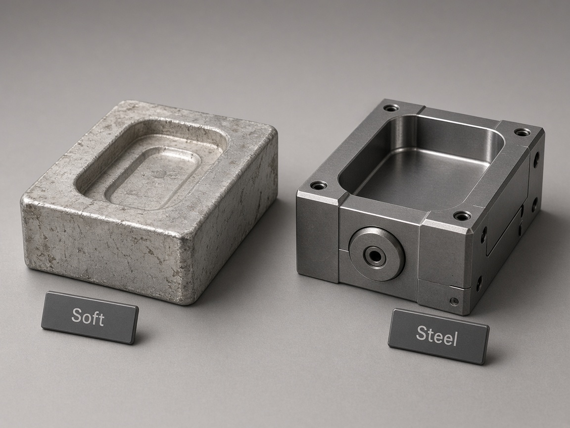 Soft tooling vs hardened steel: aluminum insert compared with a hardened steel production mold